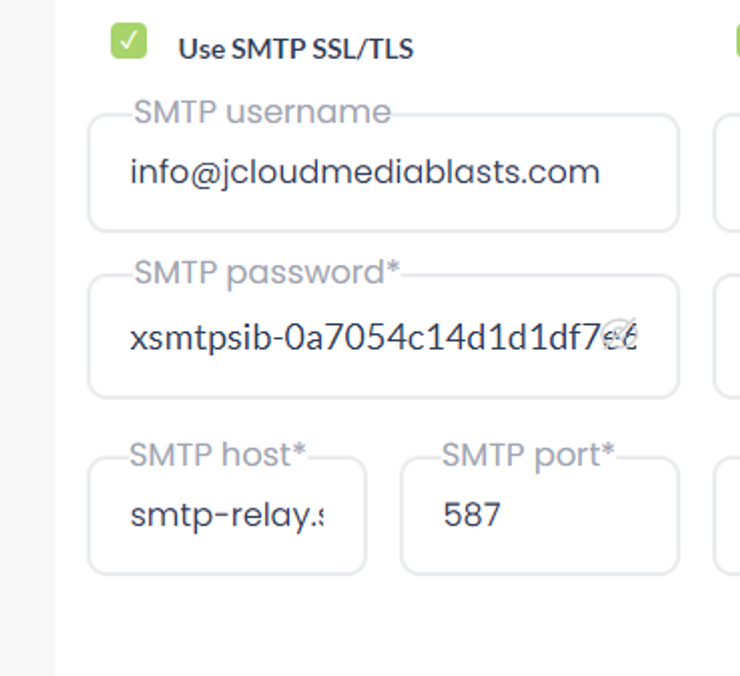 sendinblue smtp server settings